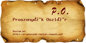 Proszonyák Oszlár névjegykártya